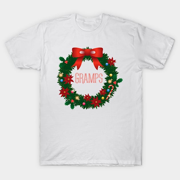 Gramps Christmas Decoration Wreath Design For Family T-Shirt by familycuteycom